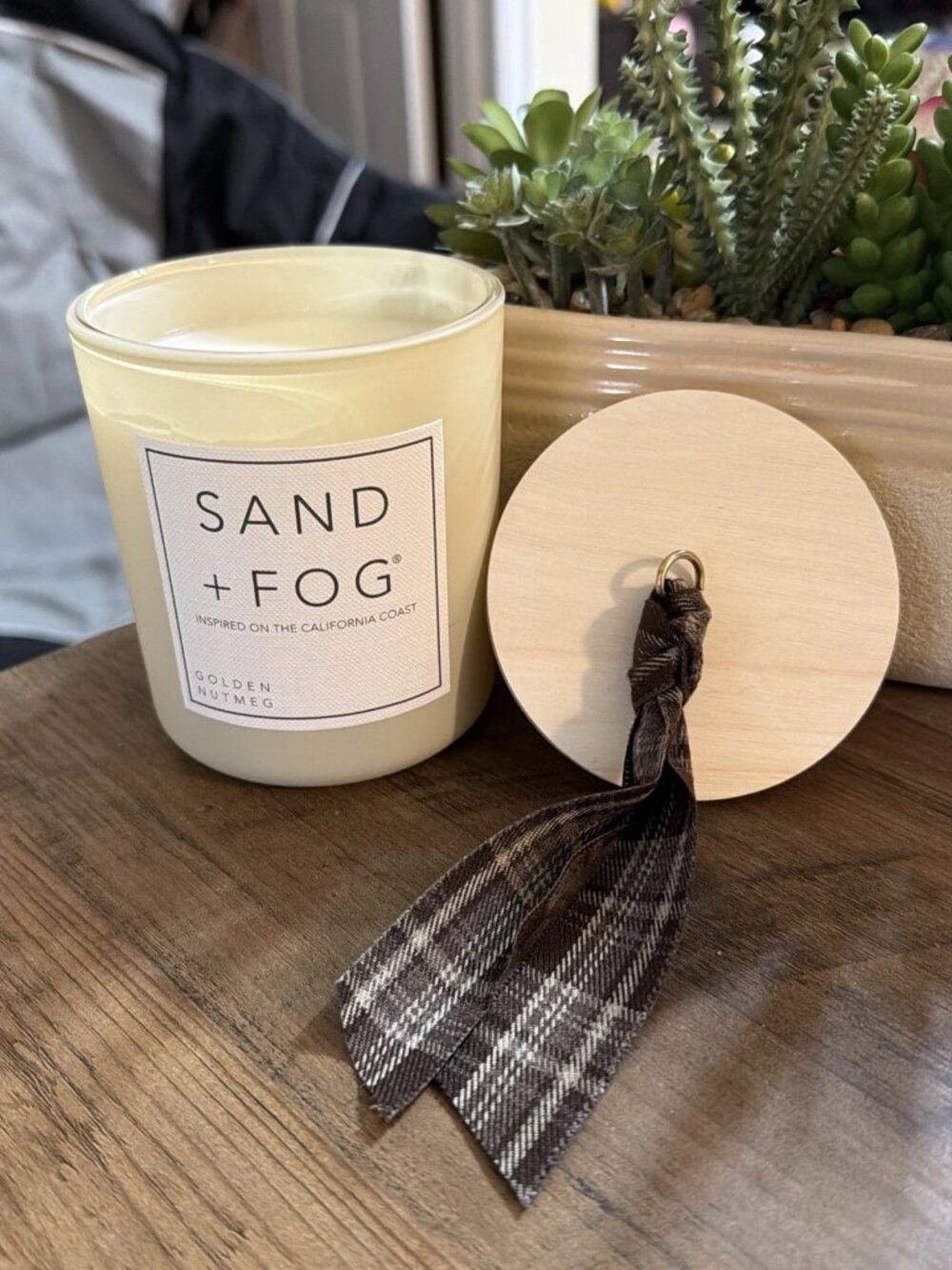 Sand + Fog Golden Nutmeg Candle With Decorative Ribbon - 10 oz - NEW